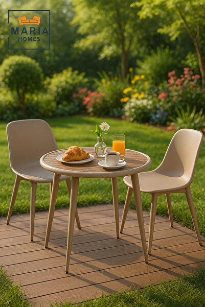 MARIA HOMES Modern Round Outdoor Table | Patio, Garden, Balcony, Dining, Café Furniture Durable Design