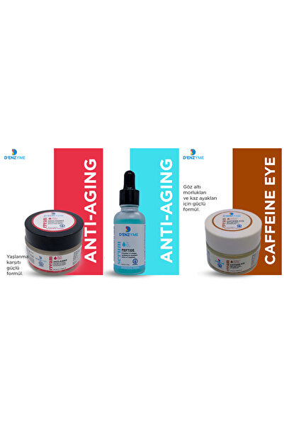 D'ENZYME Anti-aging krem+Peptid serum+Kafein göz altı kremi seti