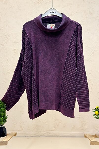 sahnemoda Degaje Cotton Sweater with Self-Printed Sides