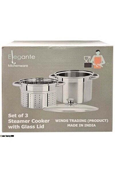 Elegante طنجرة بخار من الفولاذ المقاوم للصدأ مكونة من 3 قطع مع غطاء زجاجي