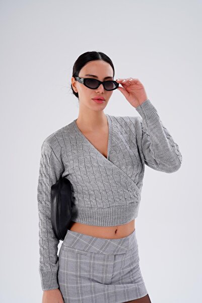 ŞİMAL Women's Knitted Pattern Double-Breasted Collar Knitwear Knitted Sweater 255152 -