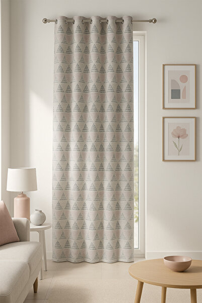 Premier Home Dessin Ringed Background Curtain Powder 140X260