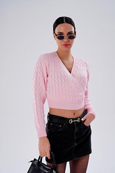 ŞİMAL Women's Knitted Pattern Double-Breasted Collar Knitwear Knitted Sweater 255152 -