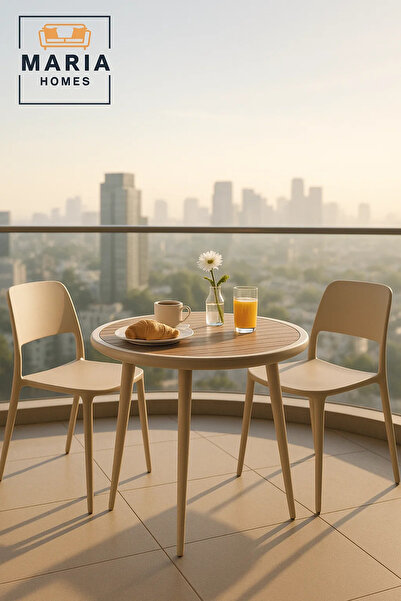 MARIA HOMES Modern Round Outdoor Table | Patio, Garden, Balcony, Dining, Café Furniture Durable Design