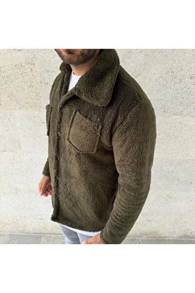 GENCULUS Men's Plush Fleece Cardigan Shirt – Collared, Button-Down, Chest Pocket, Soft Textured Winter Regular Fit