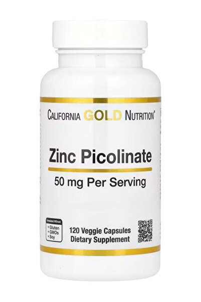 California Gold Nutrition Zinc Picolinate, 50 mg, 120 Veggie Capsules