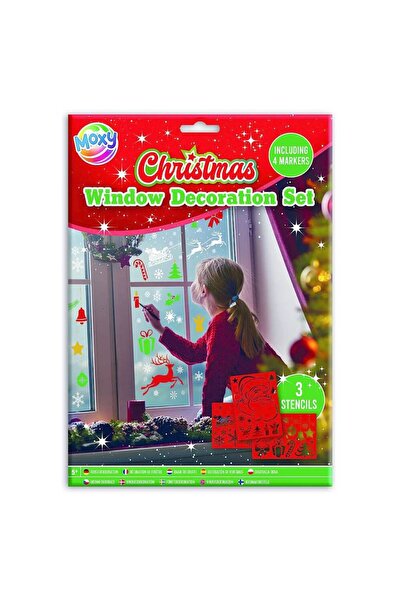 Moxy Set de decorațiuni de Crăciun pentru ferestre cu markere și modele