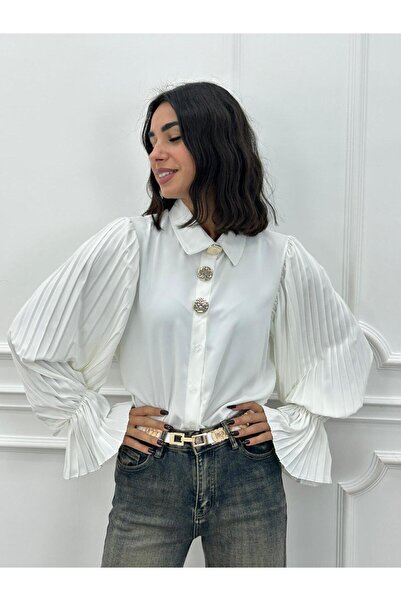 AndraRose Styles Camasa Golden Touch Elegance - Alb