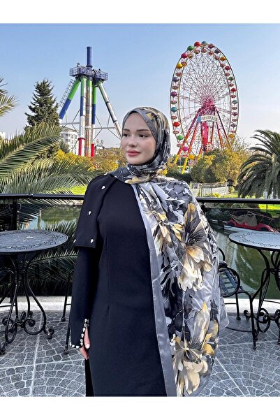 CUOCA LOUNGE Çiçek Desenli Tereyağı Sarısı İnce Vual Şal