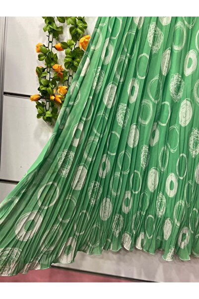 edu collection Patterned Chiffon Bohe Bell Skirt with Lining