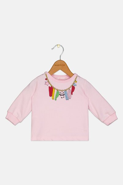 Choupette Toddlers Girl Graphic Print Long Sleeve Top, Pink