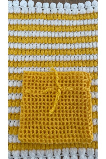 DH NATURAL منشفة حمام صفراء (26*26) وحقيبة صابون (12*12)