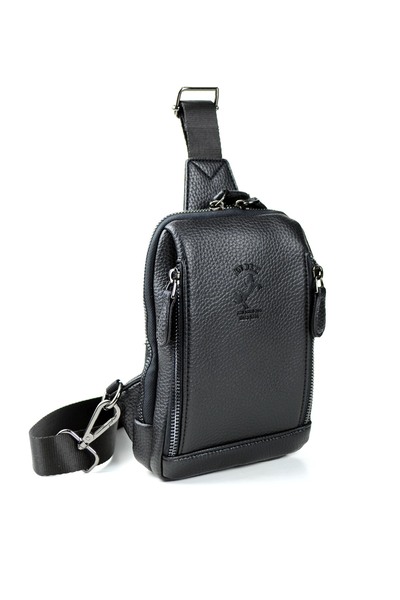 en deri Men's Black Multi-Compartment Cross Strap Shoulder Bag Crossbody Bag