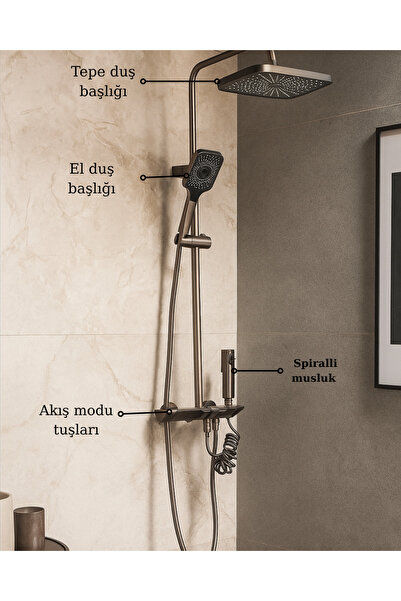 FLEKO PİANO G PLUS ANTRASİT DUŞ SETİ