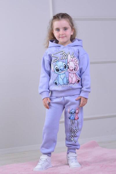 LİLLYPİCCA Girl's 3-Thread Fleece-Lined 2-Piece Set Character Patterned Sweatshirt and Elastic Leg Trousers