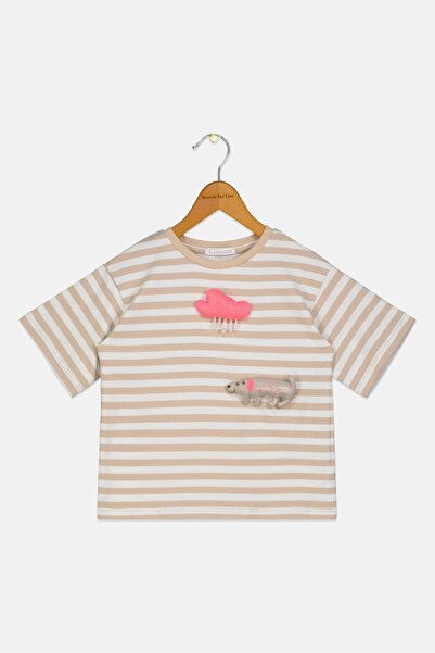 Choupette Toddlers Girl Crew Neck Short Sleeves Stripe T-Shirt, Multicolor