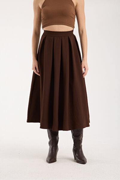 winmoda Pleated Long Skirt 91 cm Full Length / Daily Long Skirt Pleated a Line