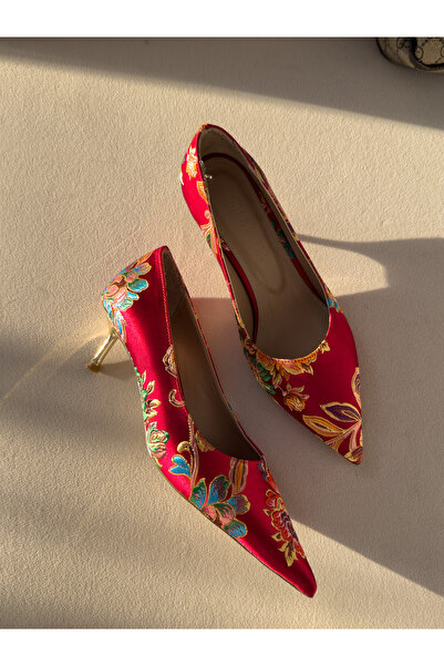 Letafia Pantofi cu toc scurt cu model etnic Valley