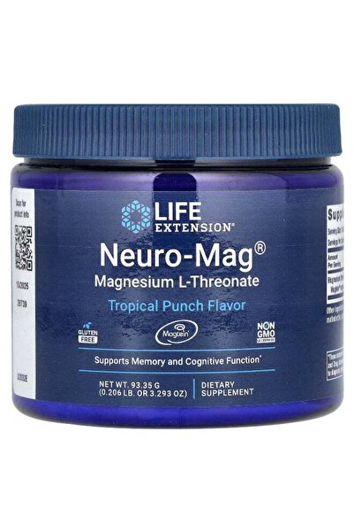 Life Extension Neuro-Mag Magnesium L-Threonate, Tropical Punch, 3.293 oz (93.35 g)