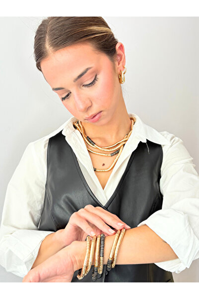 LYRA OFFİCİAL Zr - Gold - Black Wire Wrap Bracelet Set