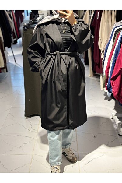 Butik kadın balon kol trençkot