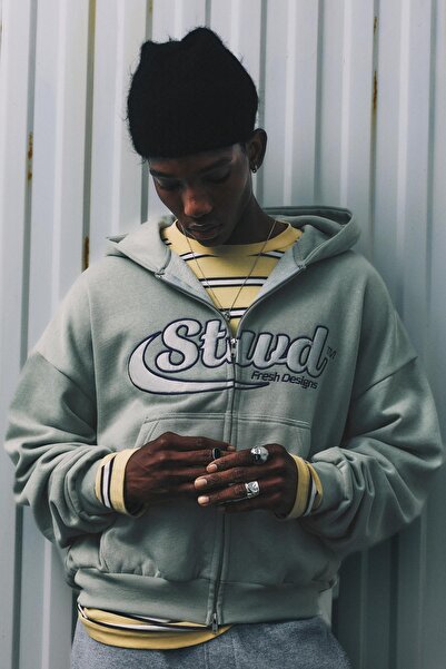 Pull & Bear STWD fermuarlı kapüşonlu sweatshirt