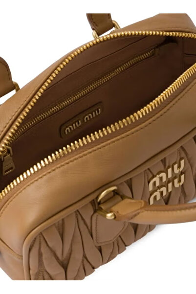 MIUI MIU Small Arcadie Top Handle Bag in Matelassé Nappa Leather Crossbody Shoulder Zip Closure