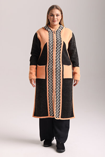 TOSIDRA TRİKO (2046) Kadın büyük beden kapüşonlu Triko ceket 46-48-50-beden a...