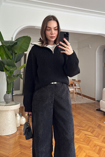 MAGARDE Tricotaje importate cu fermoar și efect de schimbare a culorii - NEGRU