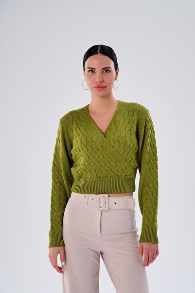 ŞİMAL Women's Knitted Pattern Double-Breasted Collar Knitwear Knitted Sweater 255152 -