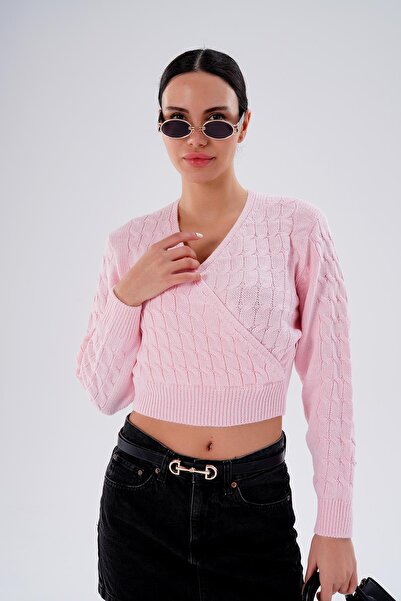 ŞİMAL Women's Knitted Pattern Double-Breasted Collar Knitwear Knitted Sweater 255152 -