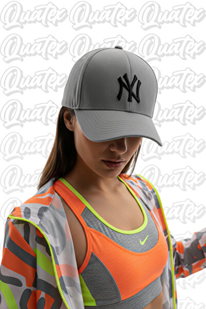 QUATEX Ny New York Embroidered Hat – Gray 100% Cotton Gabardine Unisex Model