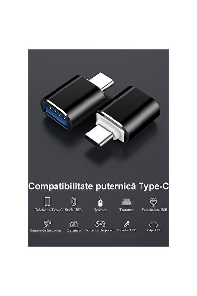 OEM Adaptor conversie USB-A 3.0 la USB Type C, OTG (On-The-Go), pana la 10Gbps, negru