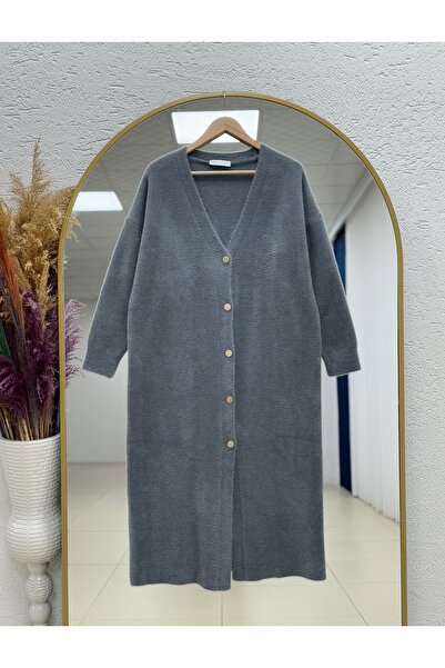 BENAHOLL Alivia Metal Button Long Beard Cardigan-Kr5032 Anthracite