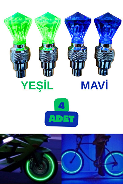 Vekorr 2 Çift Hareket Sensörlü Led Işıklı Sibop Elmas Şekilli Bisiklet Araç Motor Sibop Kapak Lambası