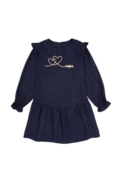 U.S. Polo Assn. Girl's Navy Blue Woven Dress 50317592-Vr033