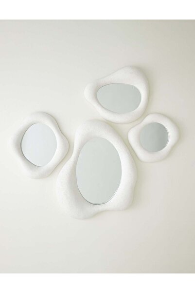 Muummirror Kumaş Çerçeveli Asimetrik Duvar Dekorasyon Ayna Seti