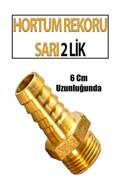 Trendhouse Racord pentru furtun din alamă galbenă, dimensiune 2, lungime 6 cm