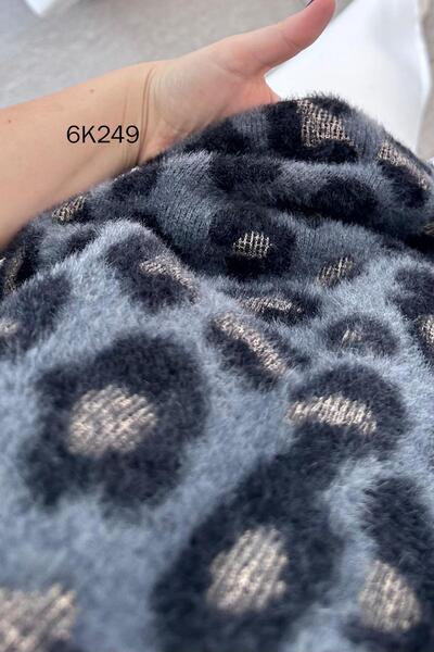 İnce Topuk Leopard Patterned Bearded Knitwear Blouse 6K249