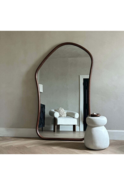 Muummirror 180x110 cm Asimetrik Doğal Ahşap Çerçeveli Dekoratif Boy Aynası - ...