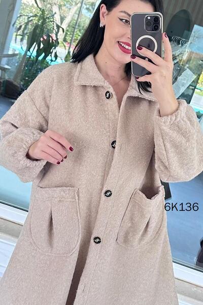 İnce Topuk Buttoned Cashmere Coat 6K136