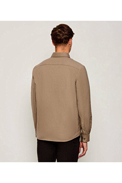 BOSS Men's Slim Fit 100% Cotton Long Sleeve Brown Shirt 50550583-245