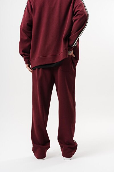 Respire Ανδρικό χειμερινό φαρδύ παντελόνι με λεπτομέρεια ρίγες, διπλής όψης, μπορντό