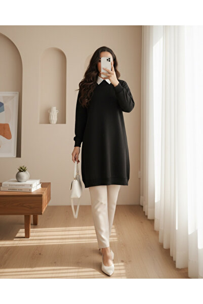 MissRunin Crew Neck Slit Combed Sweat