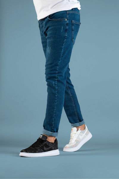 bombe Men's Slim Fit Lycra Nails Jeans Trousers Smoked