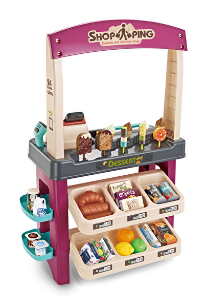 LITTLE ANGEL - مجموعة ألعاب متجر الحلويات مع الآيس كريم للأطفال - 55 قطعة