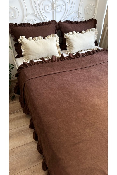 Decamor home Ruffled Dark Brown Bedspread Double Size