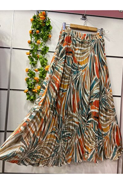 edu collection Patterned Chiffon Bohe Bell Skirt with Lining