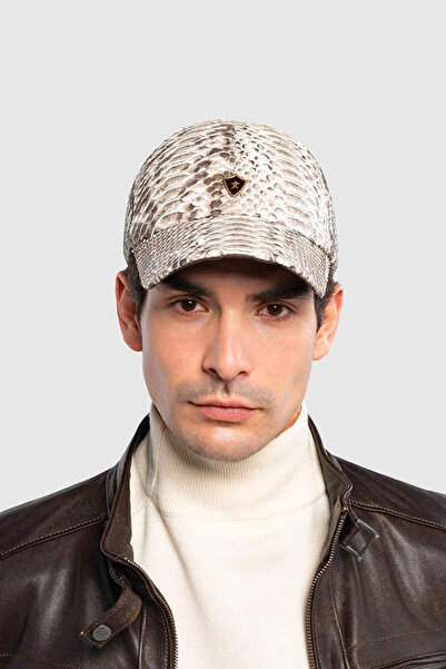 Tamer Tanca Men's Genuine Leather White Hat