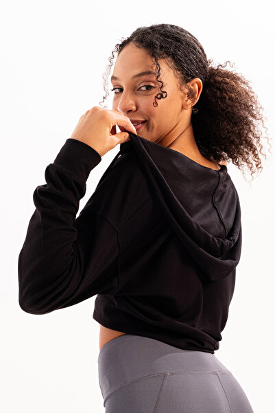 JUSTEVER Kurzes Damen-Sweatshirt mit Kapuze und Reißverschluss